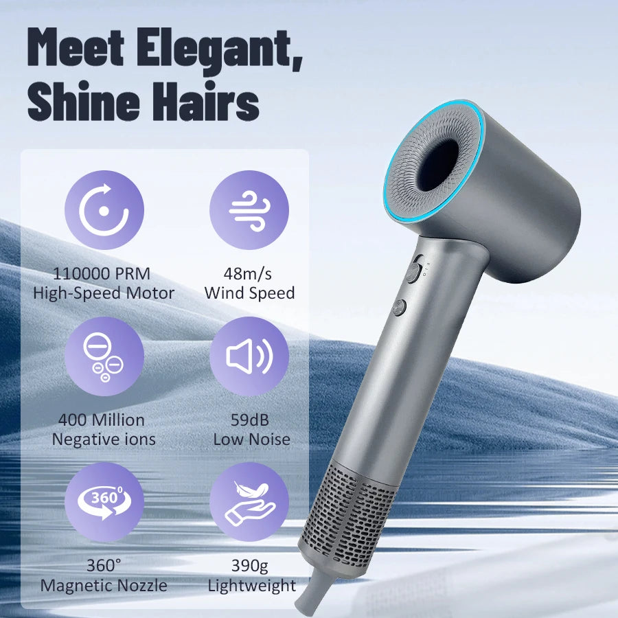 High Speed Hair Dryer 110000RPM 400 Million Negative Ionic Professional Hair Straightener Care