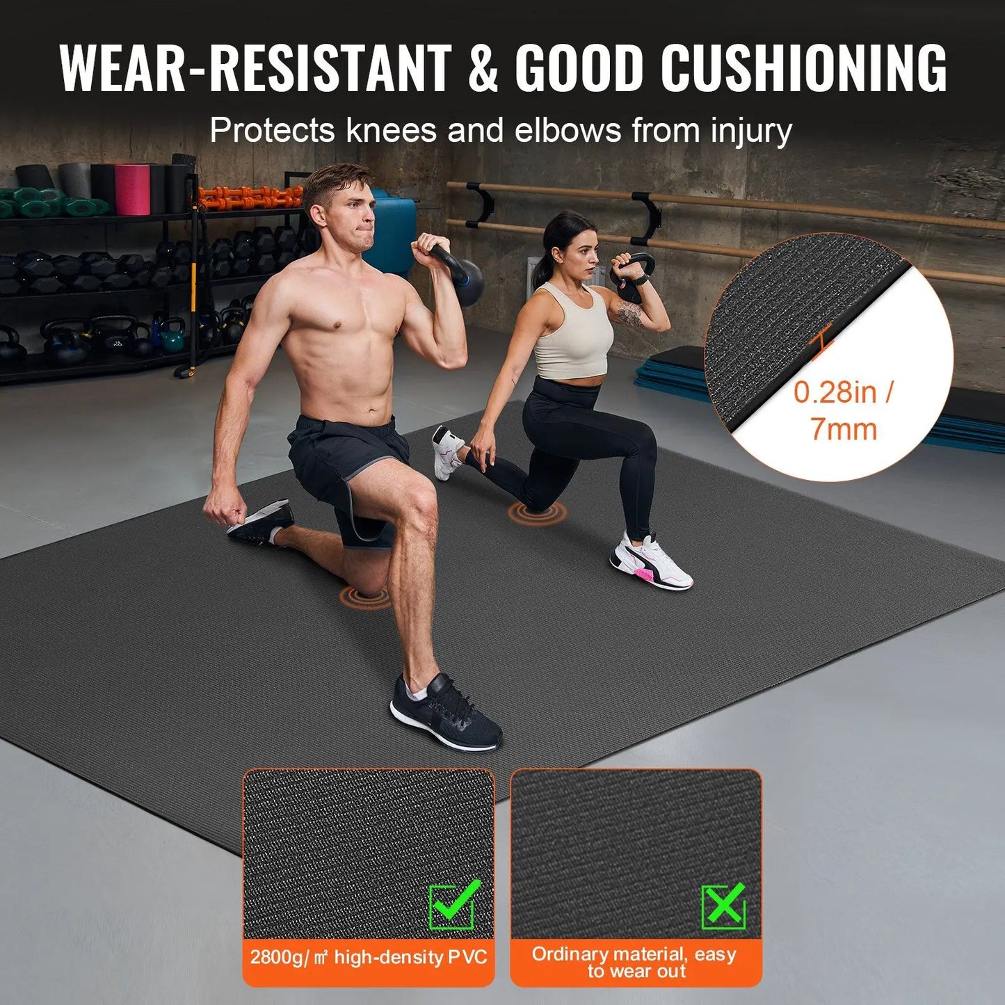 Exercise Mat, Non Slip High Density Premium Yoga Mat, Fitness & Exercise Mat with Bag & Carry