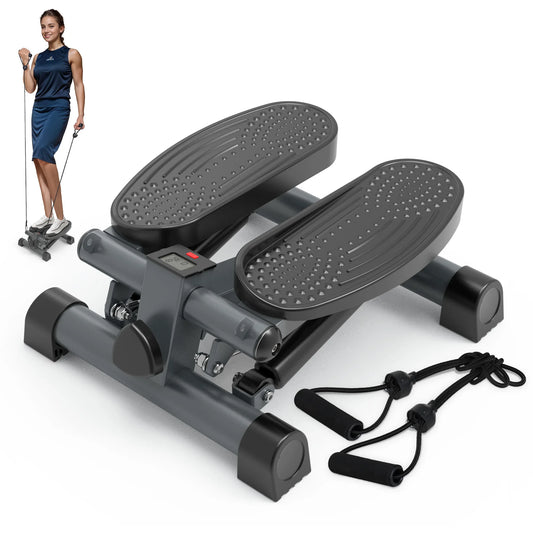 LeikeFitness Mini Stair Stepper with Digital Monitor & Resistance Band Home Workout Equipment