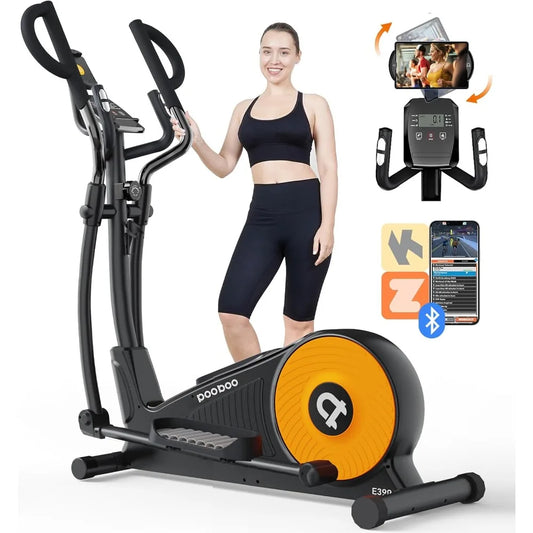 Elliptical Machines with Quiet Magnetic Driving System, 16-Level Resistance, 400LBS Weight Capacity