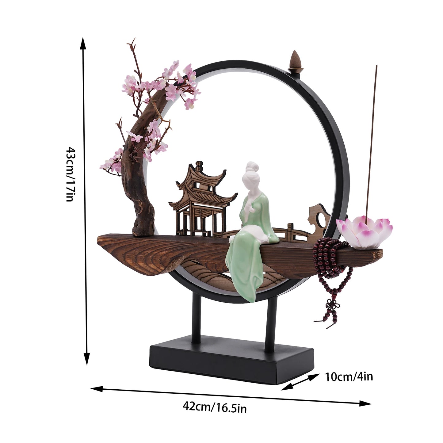 LED Incense Burner Holder Countertop Waterfall Ceramic Backflow Incense Censer Desktop Ornament