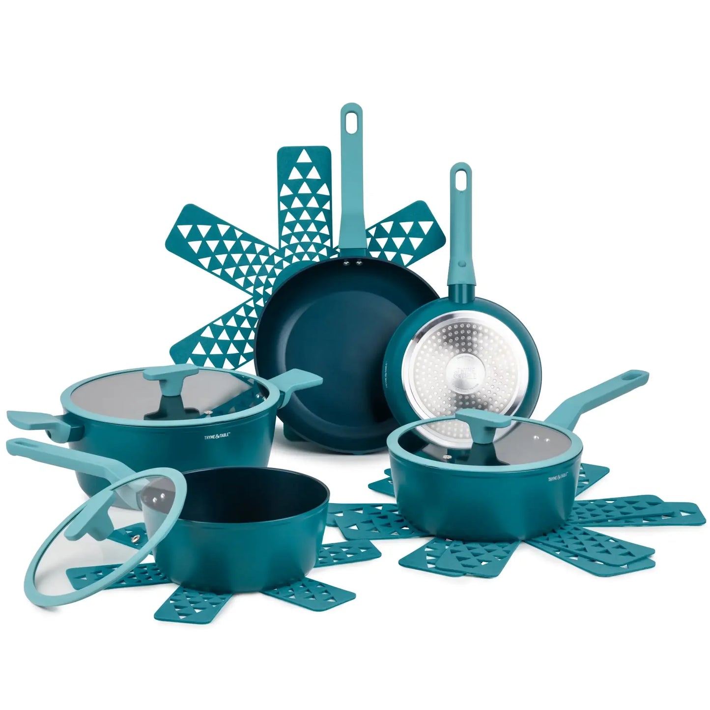 Eden 12 Piece Cookware Set Non-Stick - Peacock Blue