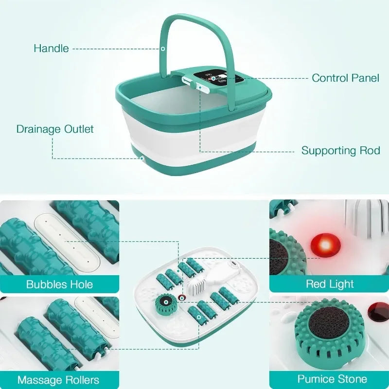 Bubble Foot Bath Massager with 8 Shiatsu Massage, Collapsible with Heat - FS01A