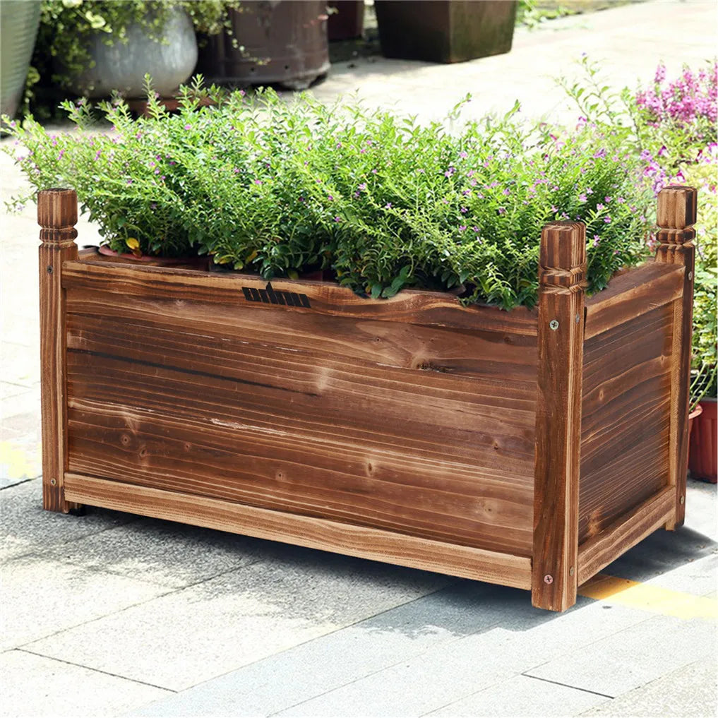 Wooden Raised Flower Bed Indoor Outdoor Vegetable Herb Planter Garden Display