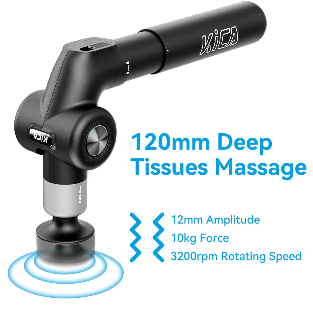 KiCA Evo Adjustable Massage Gun with 6 Massage Heads and Heat, 3 Gear 3200rpm 9cm Extension Rod Aluminum