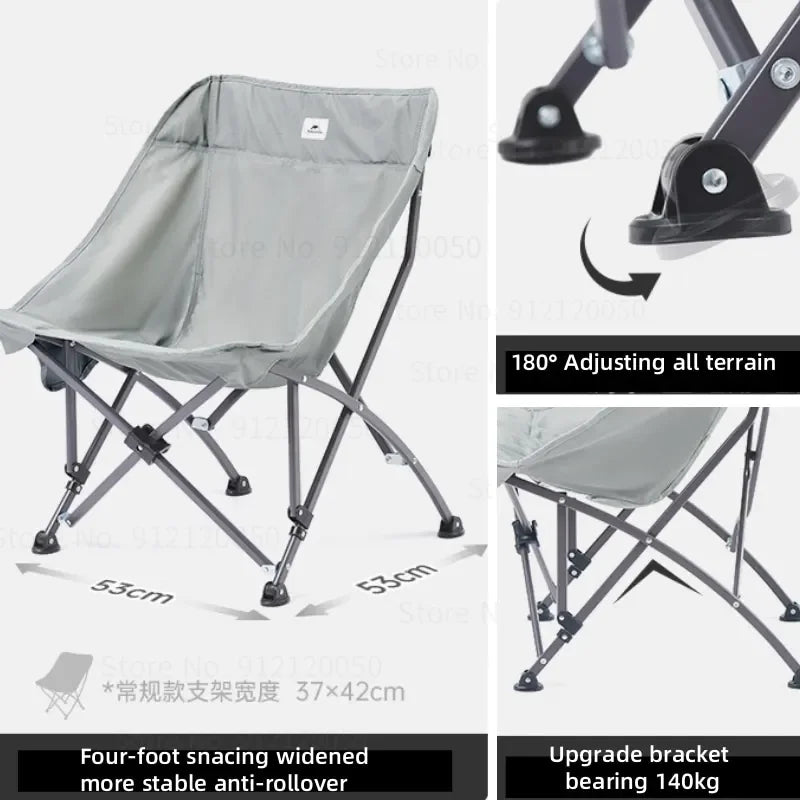 Folding Chair Camping Outdoor Portable Wear-resistant Leisure Chair Picnic Tour Fishing Chair 140KG