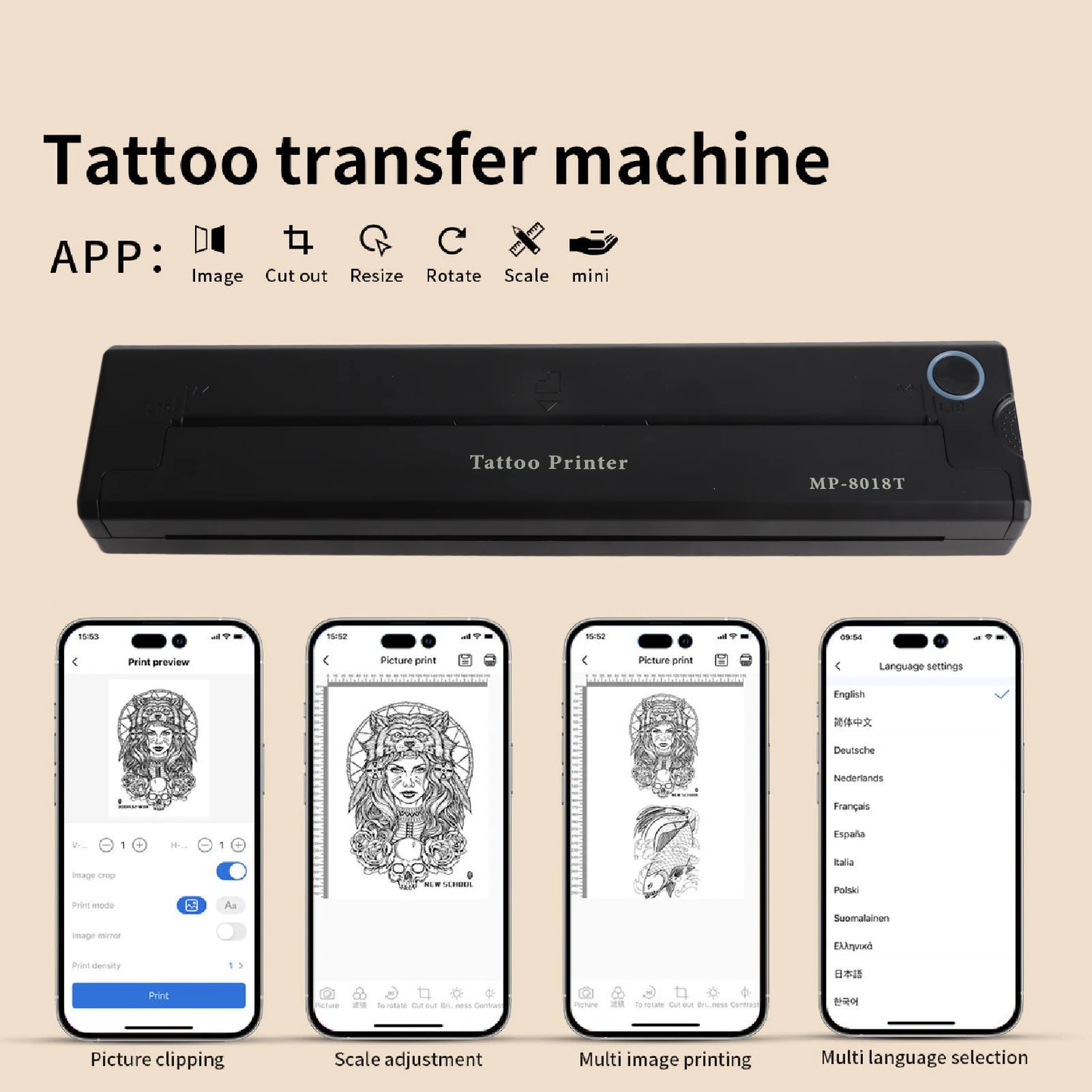 New Tattoo Thermocopier 2000mAh Wireless Transfer Bluetooth Mobile Pc for Machine Printing