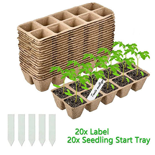 10/20Pcs Seed Starter Tray 10 Cells Biodegradable Pots Seedling Germination Trays for Garden Balcony