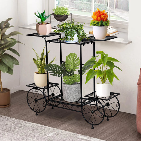 6 Tier Large Wrought Iron Metal Plant Stand Indoor, Outdoor, Patio, Garden