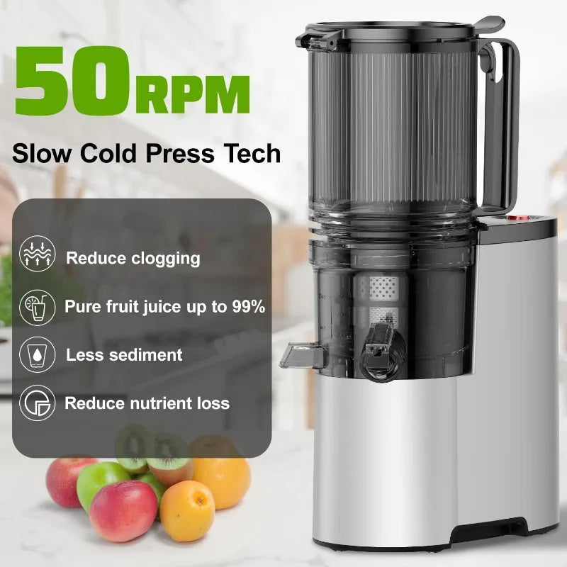 400w Slow Cold Juicer Machines with 5.4" Wide Feed Chute for Whole Vegetables & Fruits