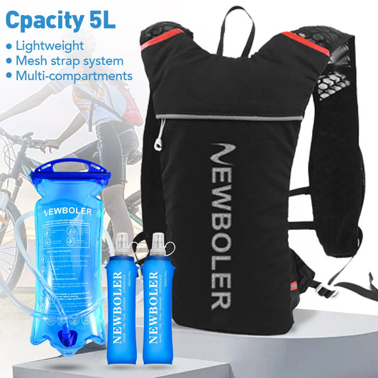 5L Ultra Lightweight Running Backpack Running Trail Hydration Vest Pack Marathon 500ml 2L Soft Flask