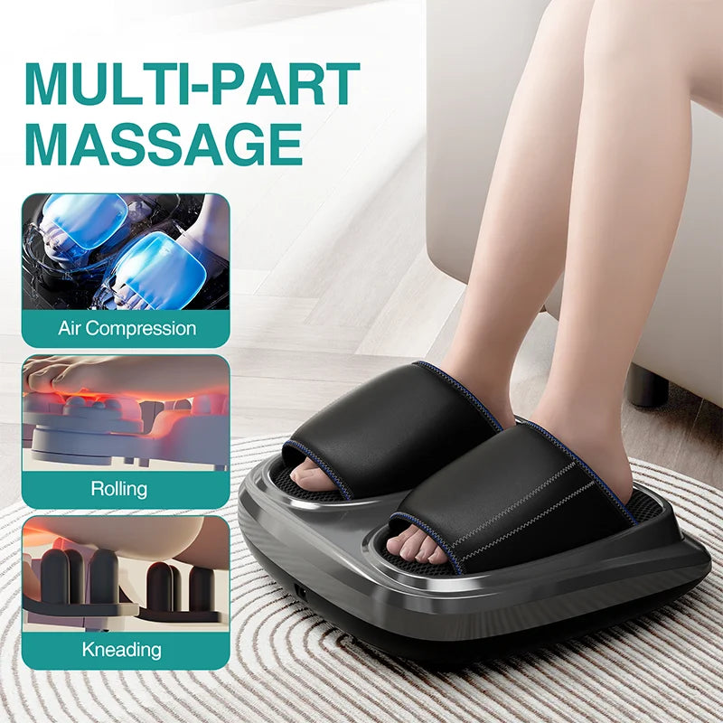 Finger Pressure Foot Massager, Hot Compress, Deep Kneading Therapy, Air Pressure, Vibration,