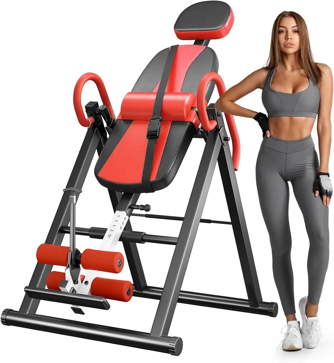 Gravity Heavy Duty Inversion Table with Headrest & Adjustable Protective Belt Back Stretcher Machine