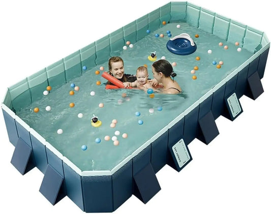 13FT Large Foldable Pool, Non Inflatable, Easy Family Set for Kids, Adults and Pets