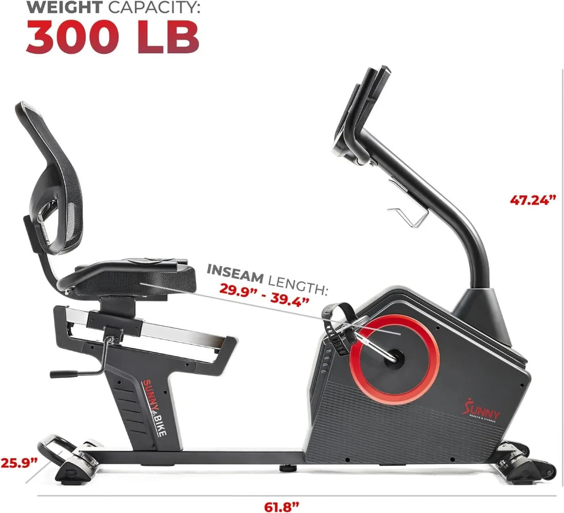 Magnetic Resistance Recumbent Bike with Optional Exclusive SunnyFit™ App and Bluetooth Connectivity