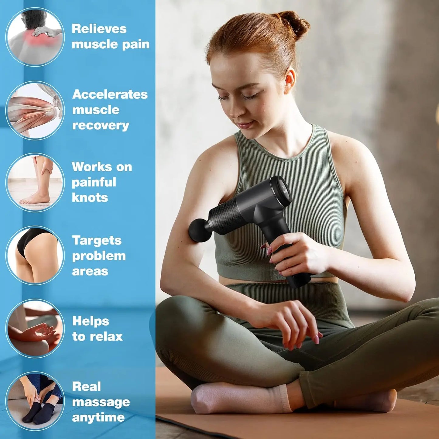 GM5 Massage Gun - Deep Tissue Massager for Muscle Relax & Pain Relief - 5 Speeds, 6 Heads