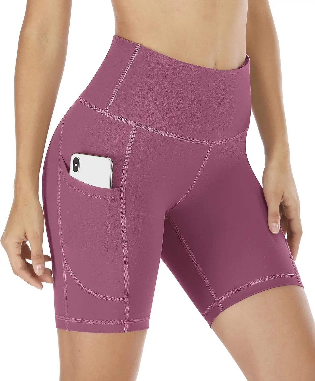 Workout Shorts Women with Pockets High Waisted Yoga Running Gym Spandex Compression Shorts