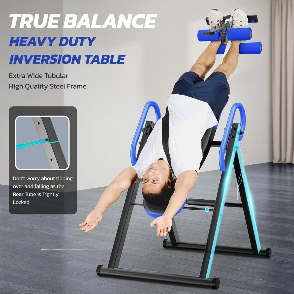 Gravity Heavy Duty Inversion Table with Headrest & Adjustable Protective Belt Back Stretcher Machine