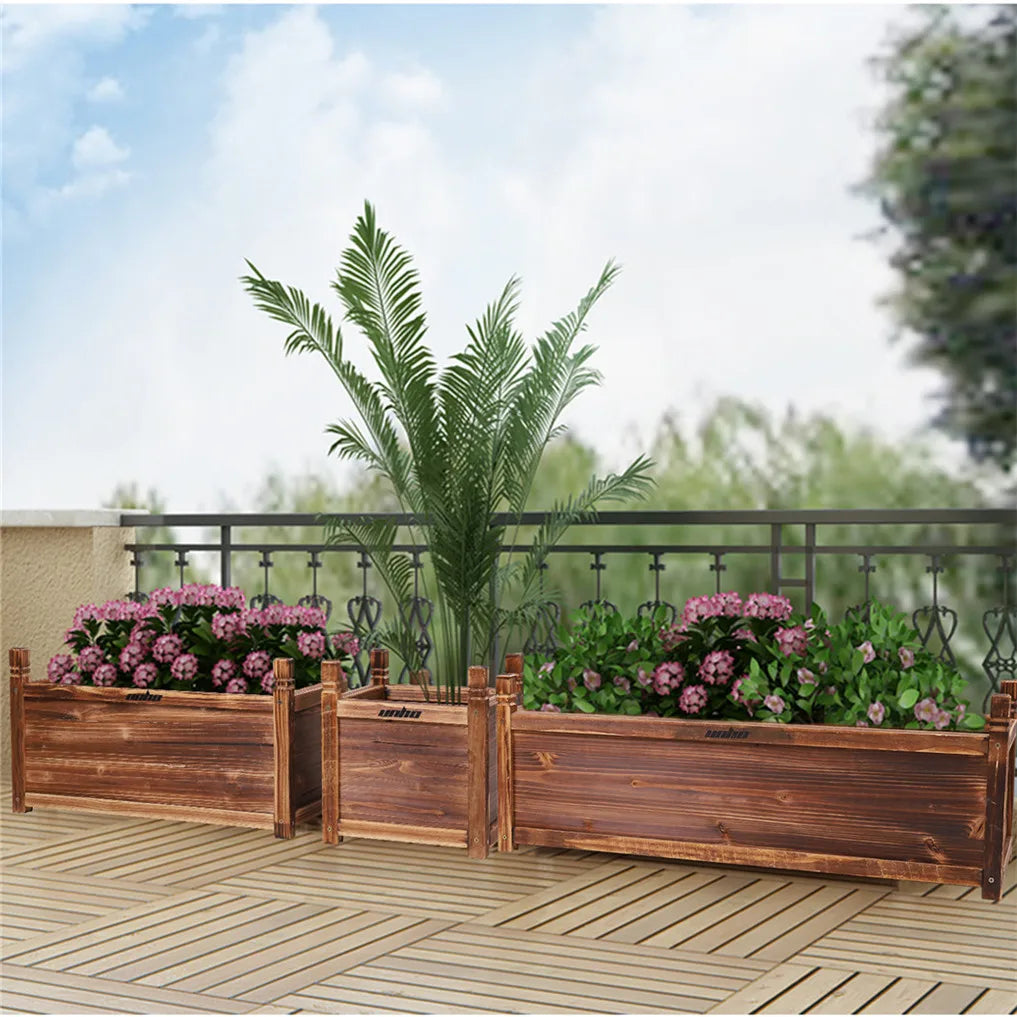 Wooden Raised Flower Bed Indoor Outdoor Vegetable Herb Planter Garden Display