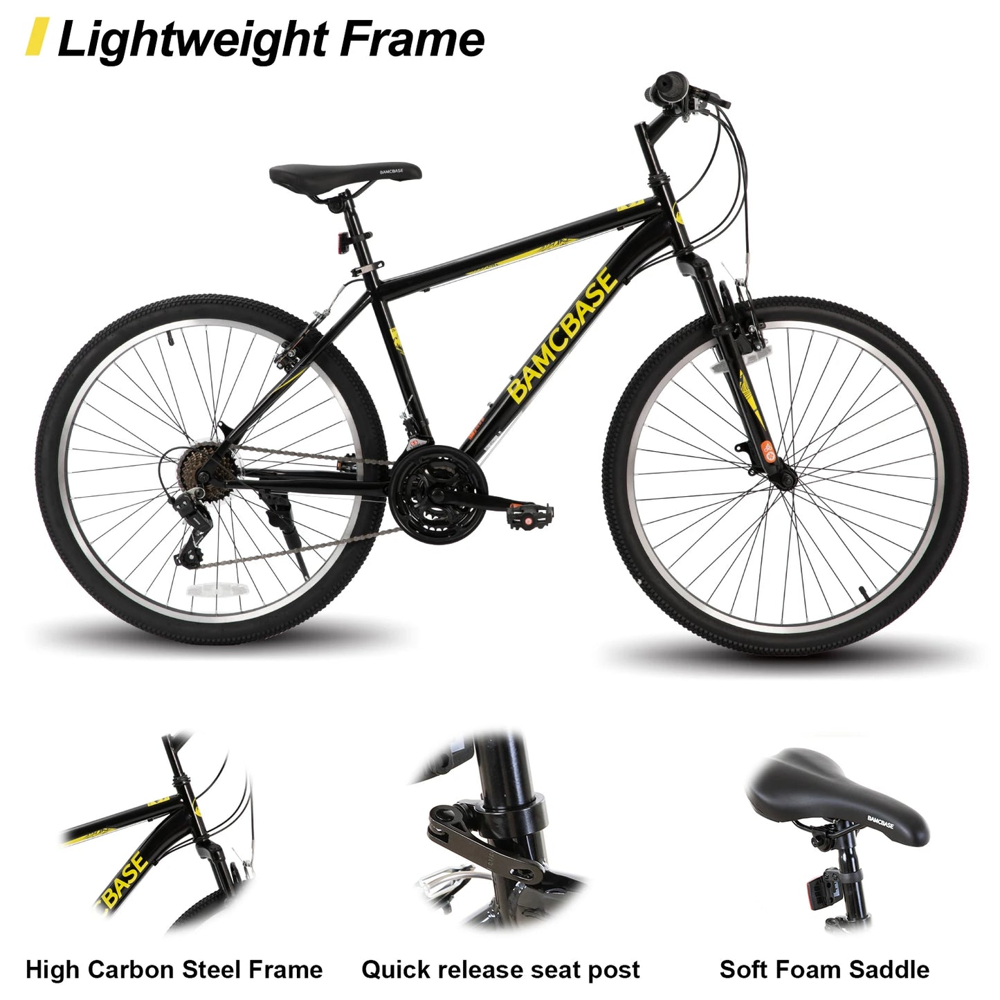 Hiland 26 27.5 Inch Mountain Bike, Adult MTB with 21 Speeds, High-Tensile Steel Frame, V Brake