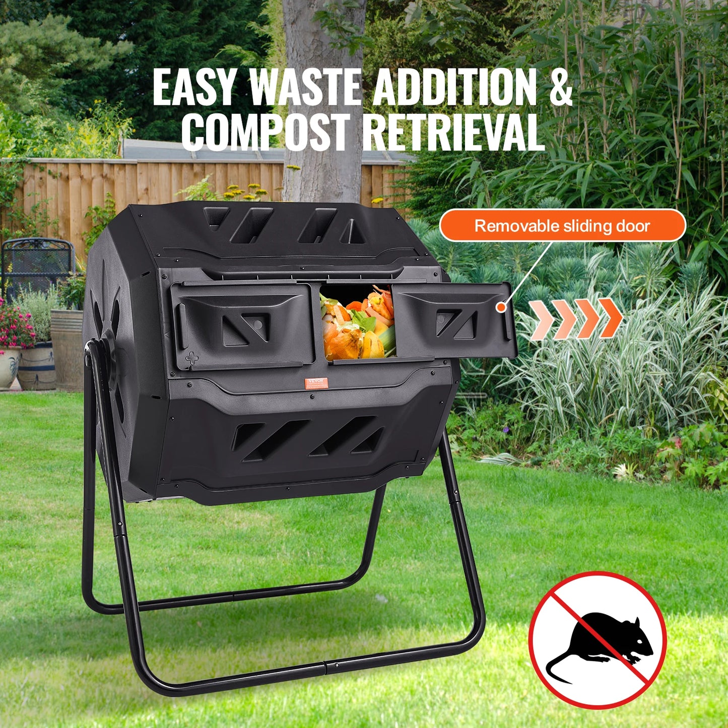 VEVOR Compost Bin 18.5/37/43-Gal Dual Chamber Tumbler BPA Free Tumbler for Garden Kitchen Yard Outdoor