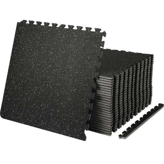 VEVOR 25/12/6 PCS 1/2 inch Thick Gym Floor Mats, EVA Foam & Rubber, Top Interlocking, Waterproof