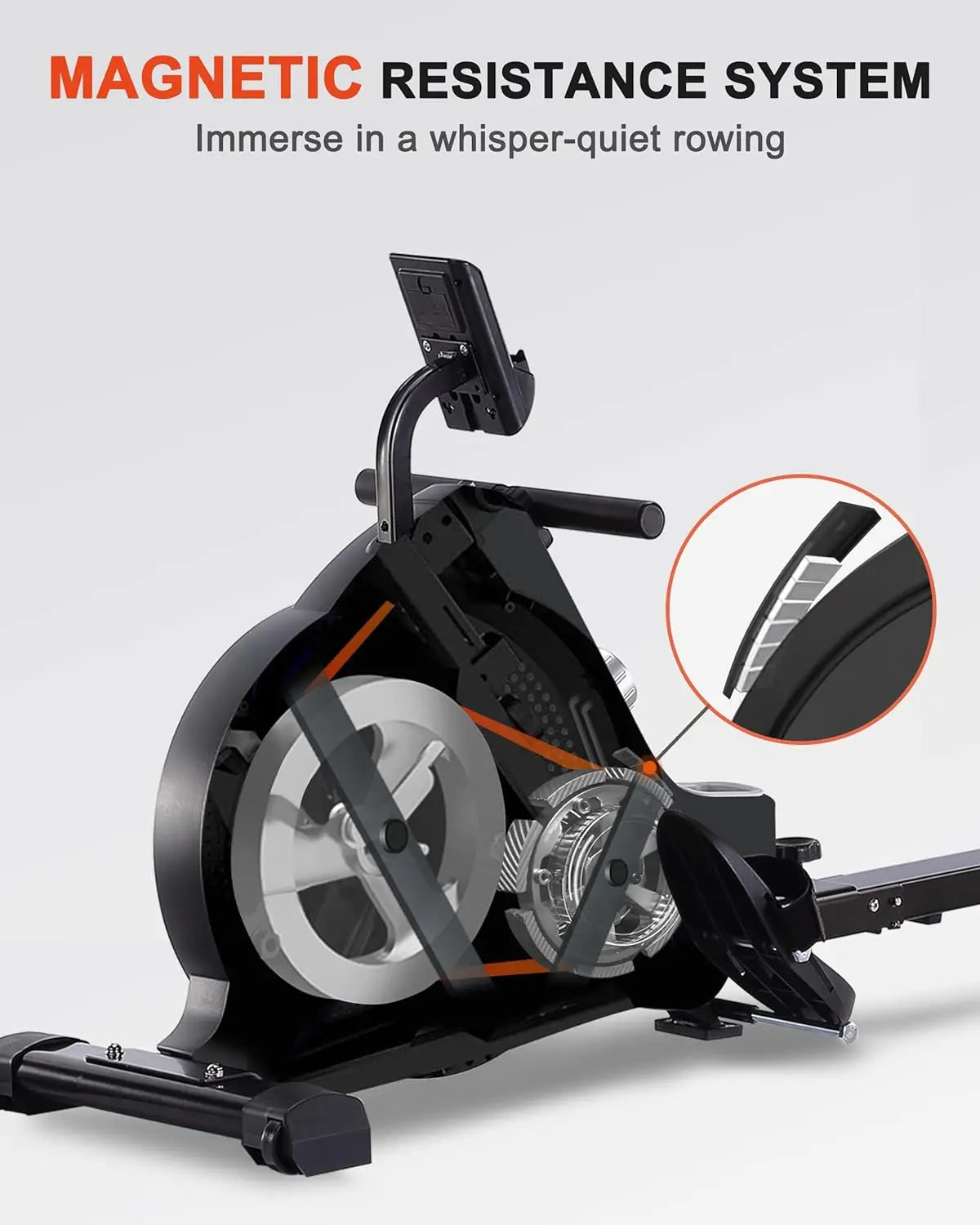 Foldable Magnetic Rowing Machine, 350 LB Weight Capacity 16 Level, Adjustable Resistance