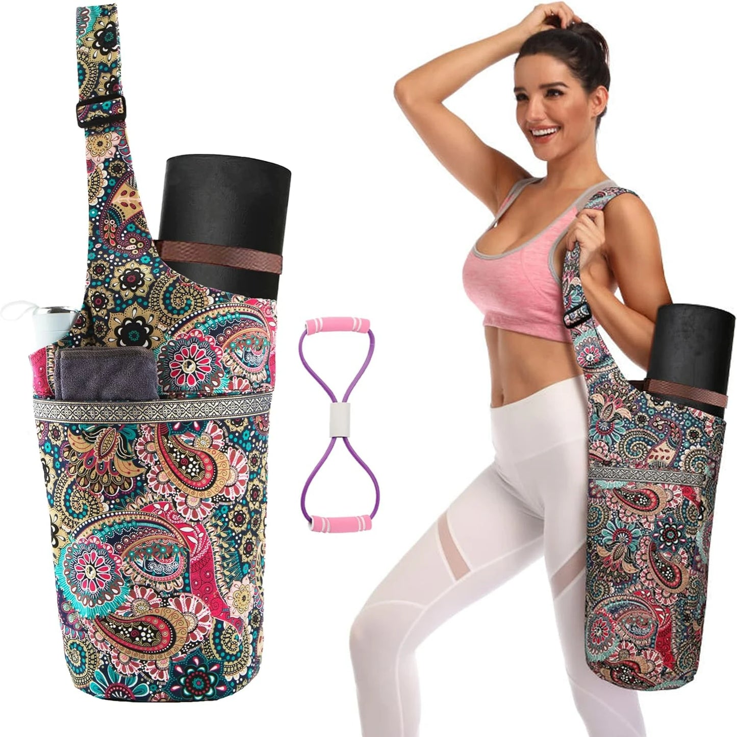 Perfect Large Size Adjustable Yoga Mat Bag with Fixed Shoulder Strap - Fits All Your Yoga Essentials!