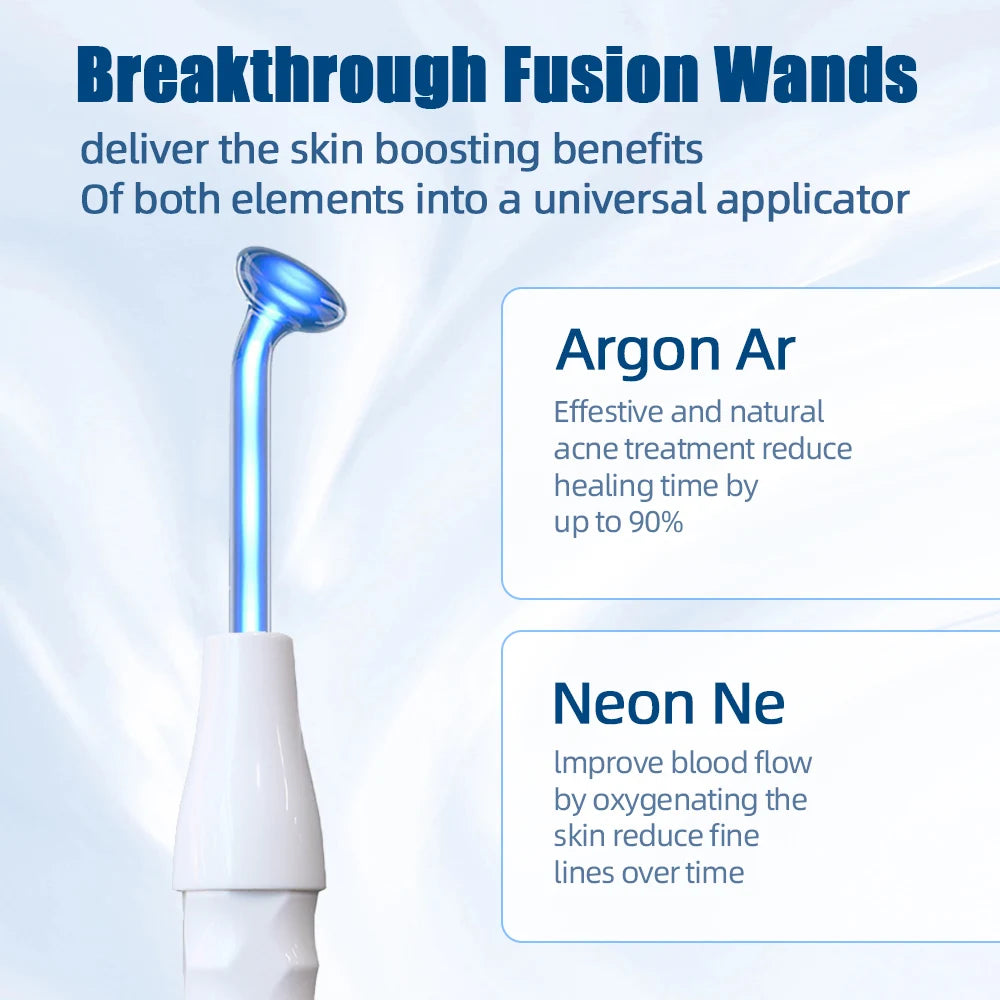 AOKO Blue 5-in-1 High Frequency Facial Machine For Hair Face Anti Aging Therapy Acne Tool Fusion