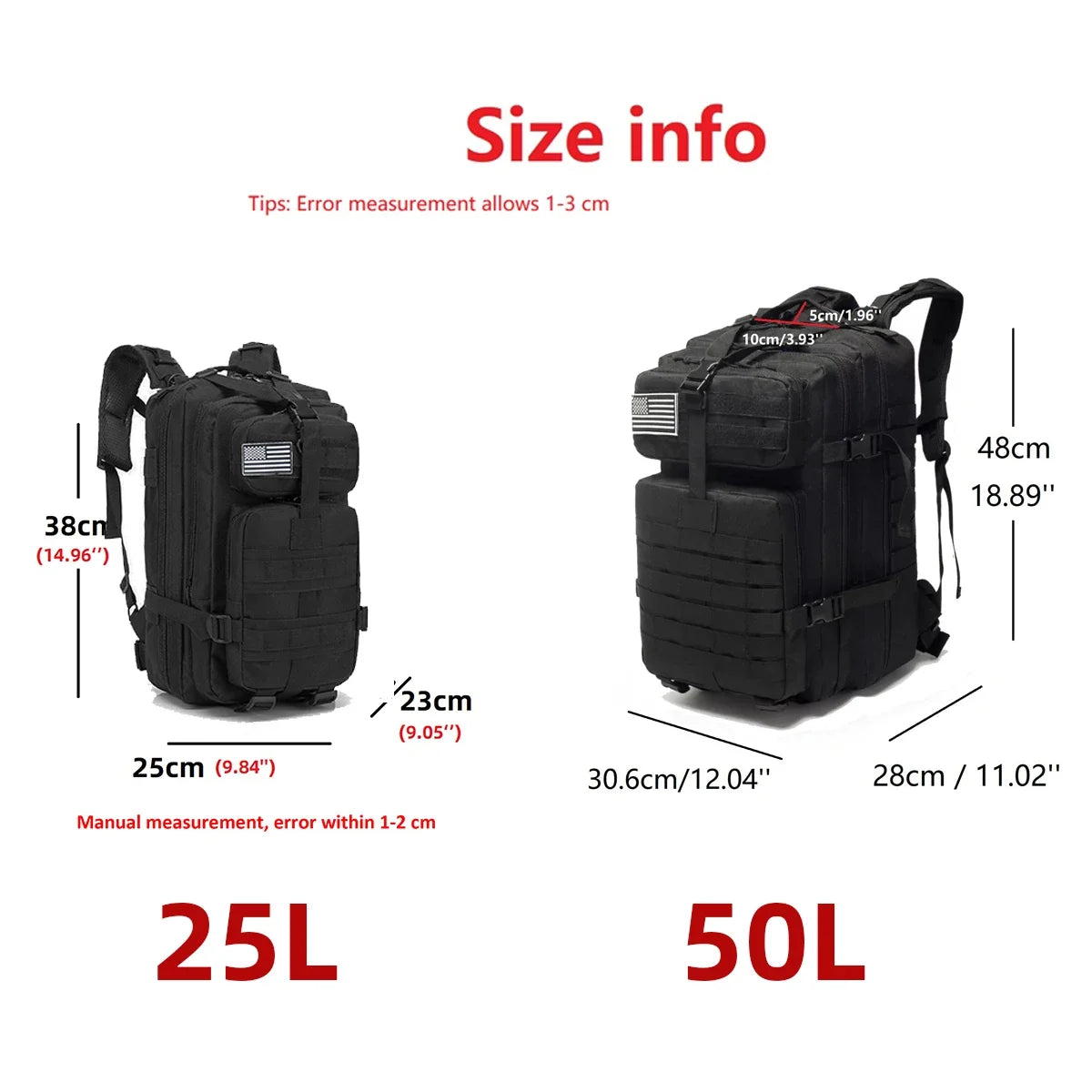 25L/50L 1000D Nylon Waterproof Trekking Camping Hiking Bag Backpack Outdoor Rucksacks Tactical