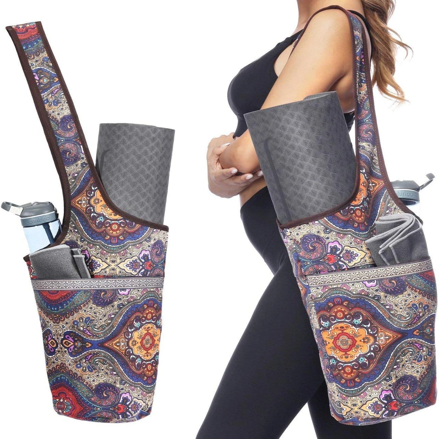 Women's Large Size Yoga Mat Bag with Convenient Zipper Pocket and Adjustable Strap - Stylish Yoga Carriers