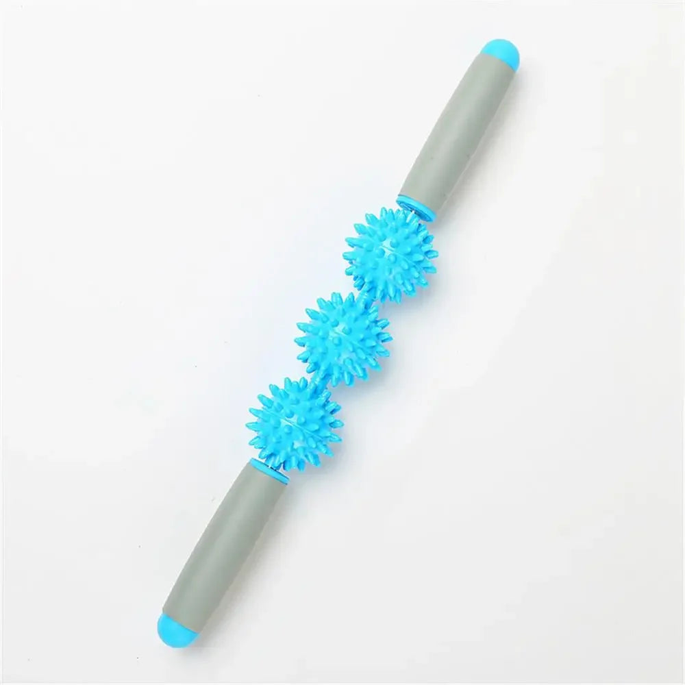 Spiky 3-Ball Massage Stick for Trigger Point, Facial Cellulite, Muscle Roller Yoga Fitness Legs Arm