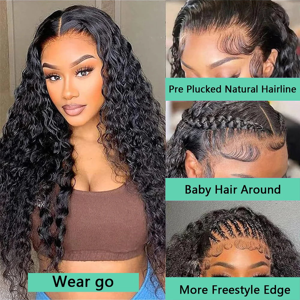 30 Inch Water Wave Glueless Wig Ready To Wear 6X4 Brazilian Human Hair Wigs PreCut For Women