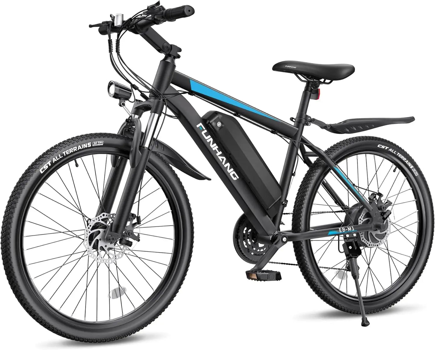 Electric Bike for Adults, 26'' 1000W Peak, Up to 50 Miles 21.7MPH with 48V 374.4WH Removable Battery