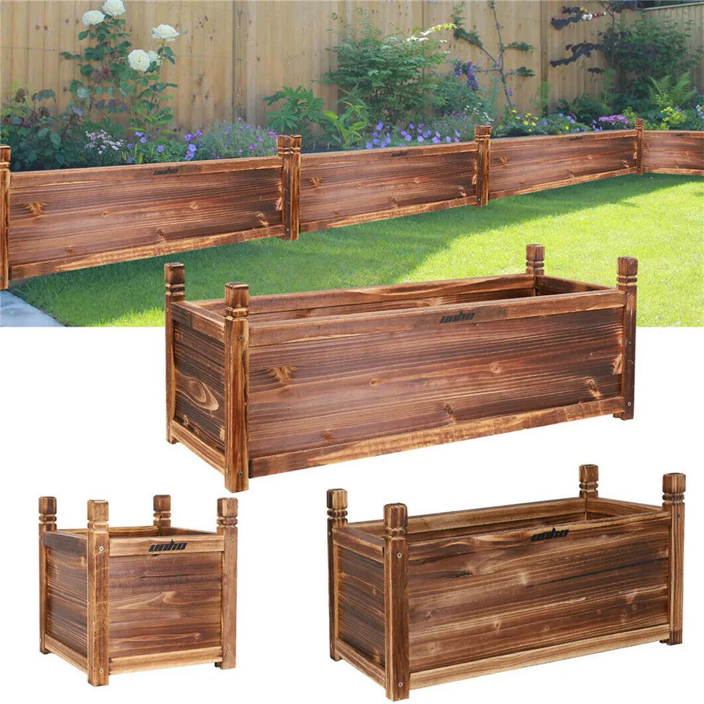 Wooden Raised Flower Bed Indoor Outdoor Vegetable Herb Planter Garden Display