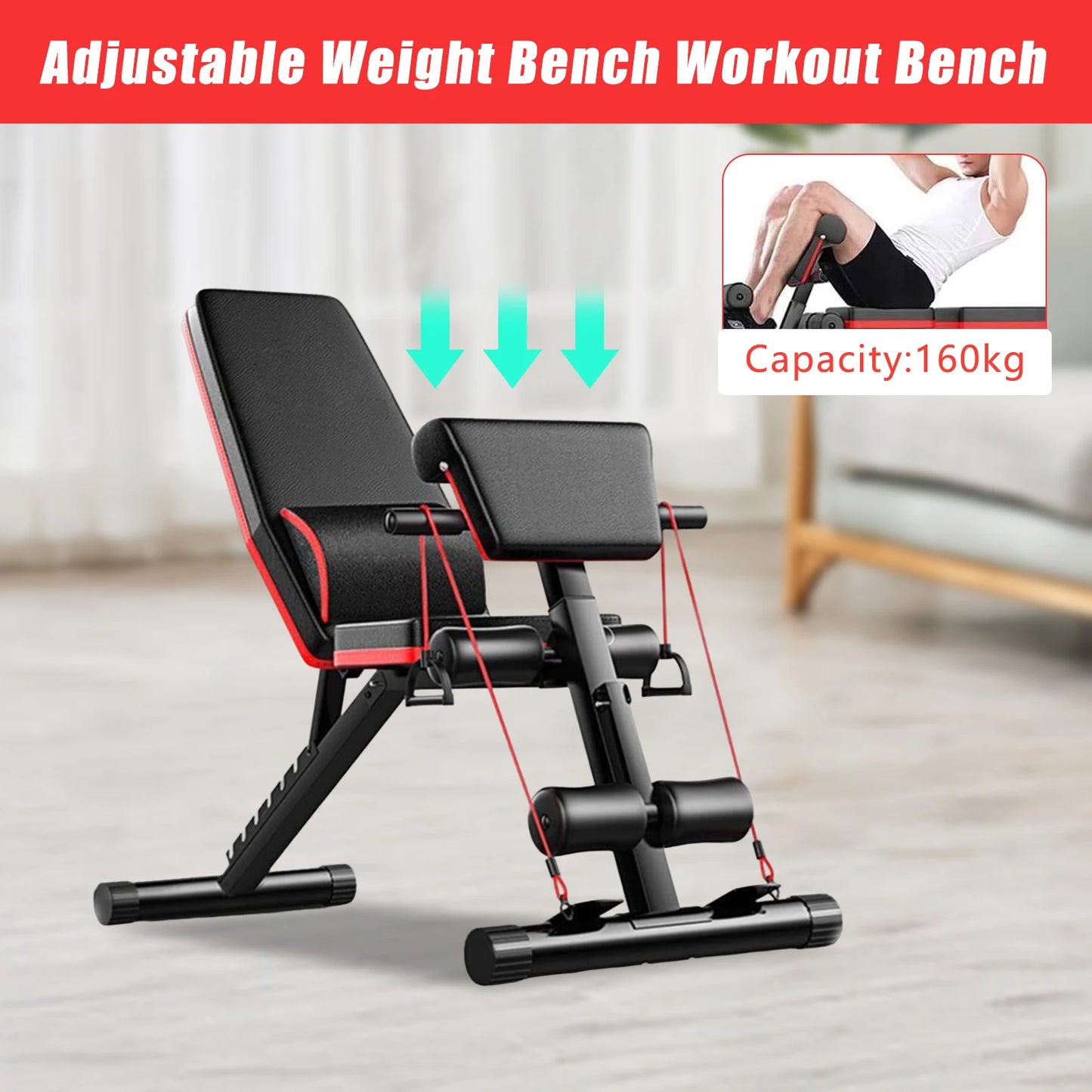 Adjustable Weight Bench Full Body Workout Foldable Incline Decline Workout Bench for Home Gym