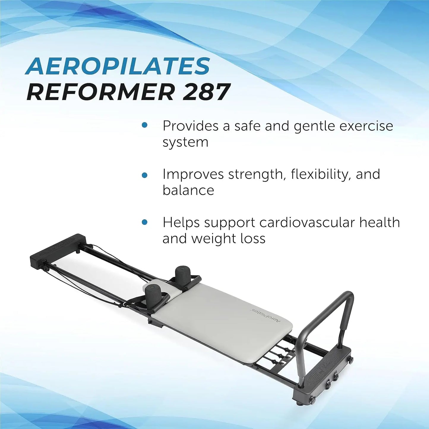 Reformer 287 - Pilates Reformer Workout Machine for Home Gym - 3 Resistance Cords