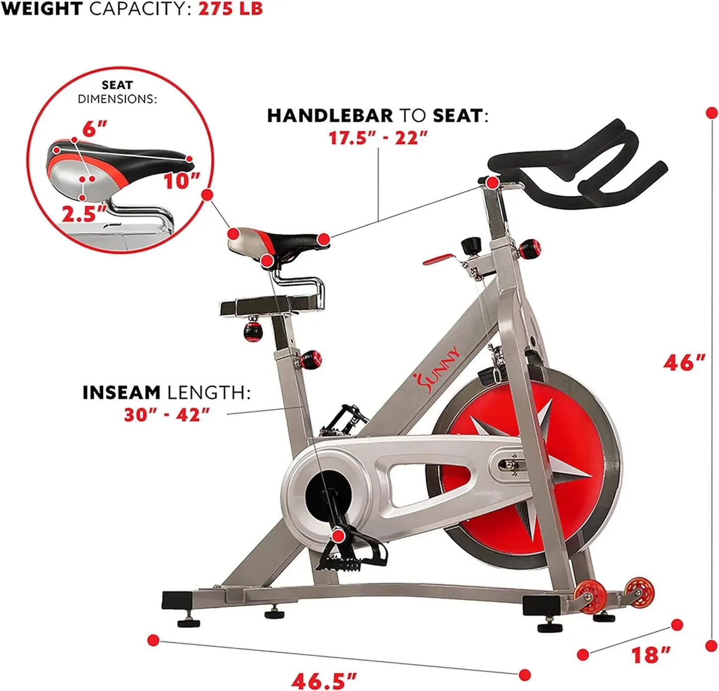 Pro Cycling Stationary Bike, 40 LB Flywheel & 4-Way Adjustable Seat for Indoor Cycle/Cardio Workout