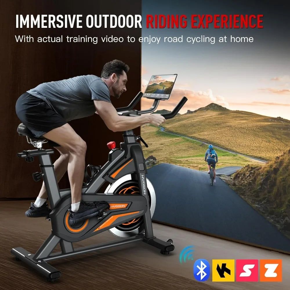 Magnetic/Brake Pad Bluetooth Exercise Bike, for Home with Tablet Holder & Comfortable Seat Cushion