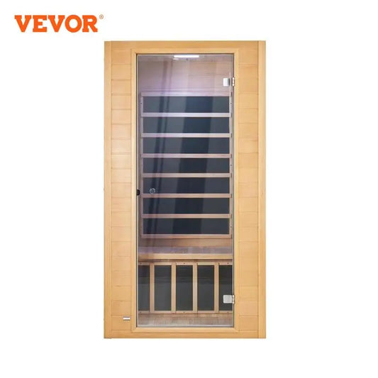 VEVOR Far Infrared Wooden Sauna Room Home Spa for Person Low EMF Far with Tempered Glass Door