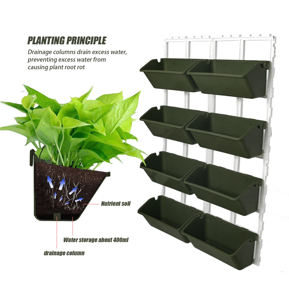 4 Tier Wall-Mounted Elevated Garden Planter Raised Bed Vertical Flowers Pots Garden Supplies