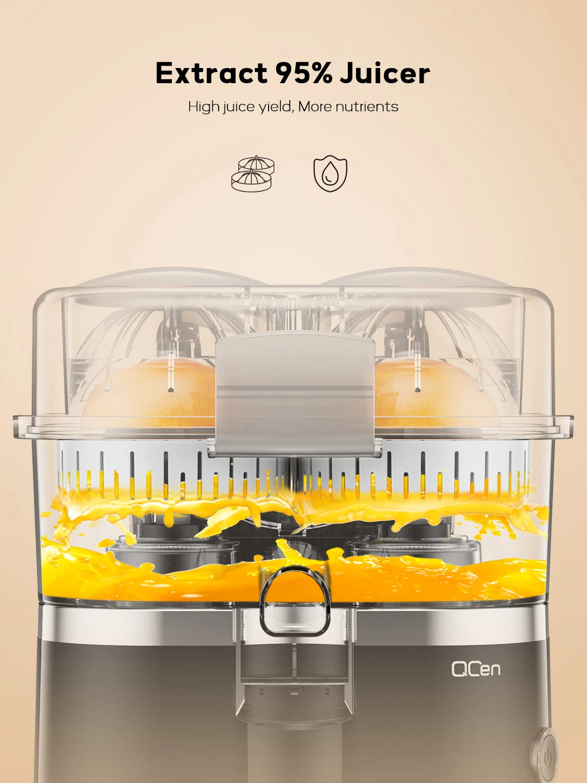 Electric Citrus Juicer, Automatic Dual Orange and Lemon Squeezer with Built-In Slicer