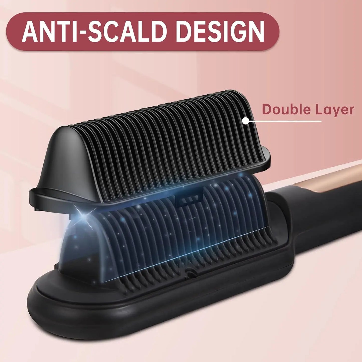 AP02 Negative Ionic Hair Straightener Brush for Women, Fast Heating, Anti-Scald & Auto-Shut Off