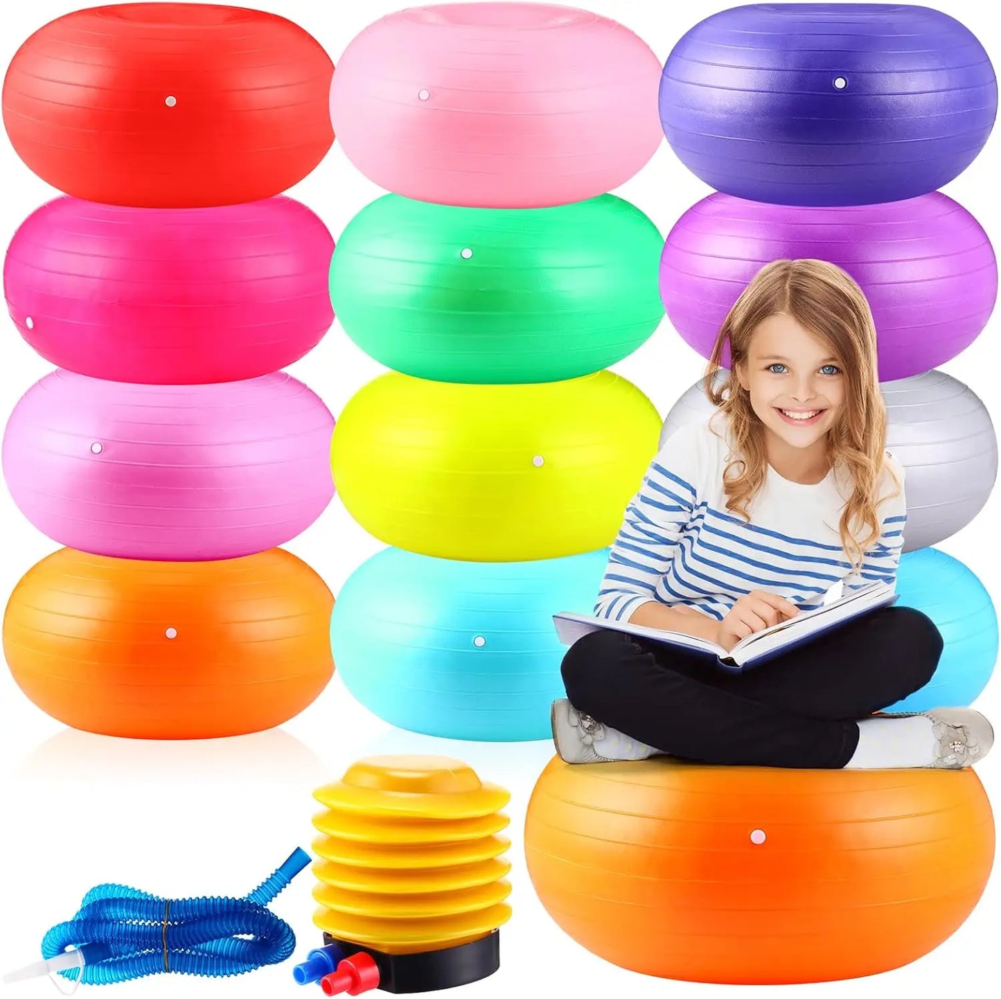 12 Pcs Flexible Seating for Classroom Elementary Yoga Ball Chairs for Kids and Adults