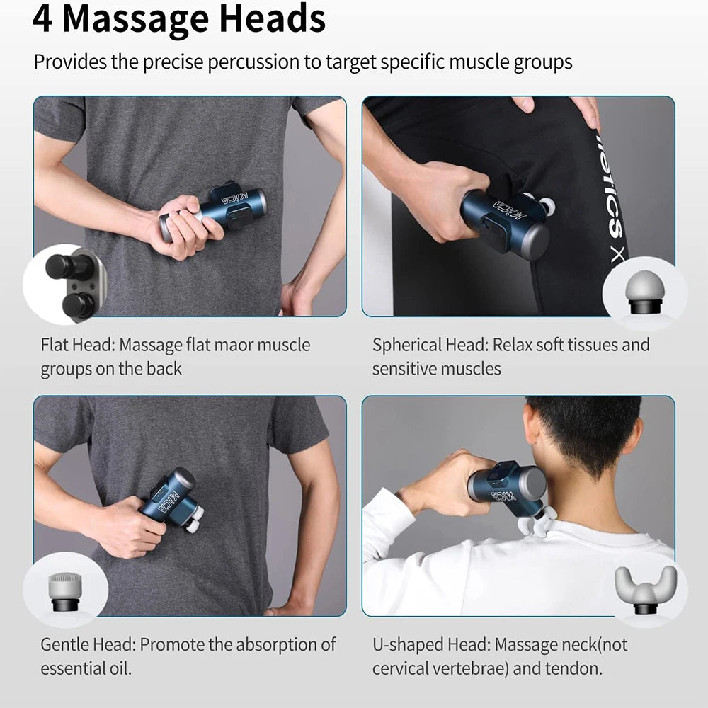 KICA 3 Double Head Electric Massage Gun Professional Fitness Deep High Frequency Percussion Massager