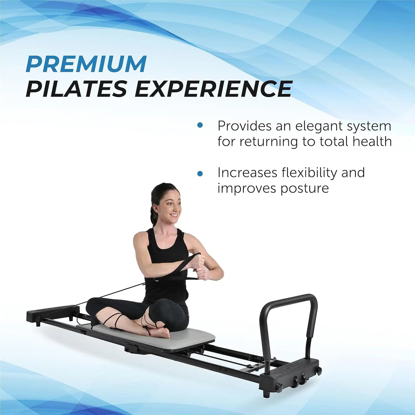 Reformer 287 - Pilates Reformer Workout Machine for Home Gym - 3 Resistance Cords