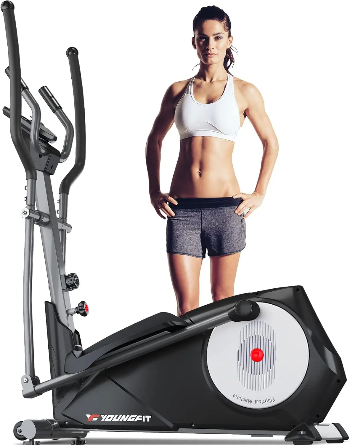 Foldable Elliptical Machine for Home, 22 Resistance Levels with Large LCD Monitor Exercise Machine