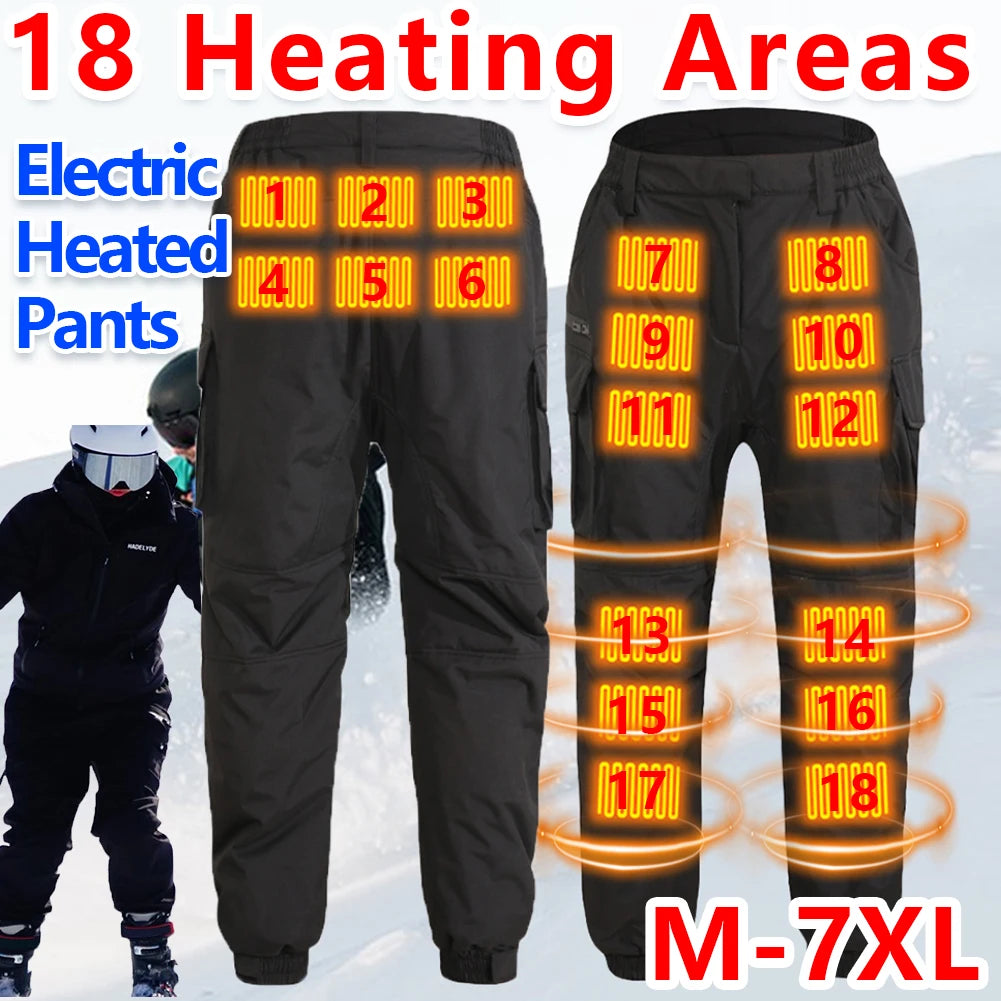 18 Areas Winter Thermal Sport Hiking Pants Heating USB Electric Unisex