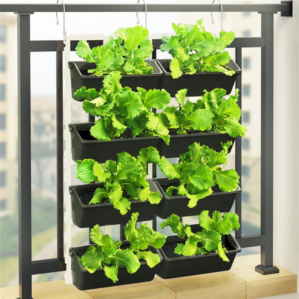 4 Tier Wall-Mounted Elevated Garden Planter Raised Bed Vertical Flowers Pots Garden Supplies