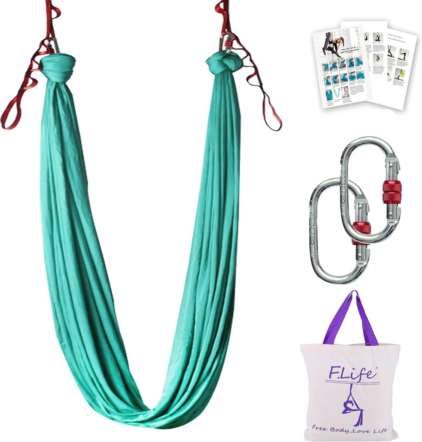 Aerial Silk Yoga Hammock & Swing for Yoga Inversion, Strength Training, Starter Hardware Kit